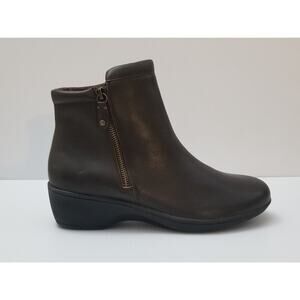 Bass Lite Mercedes Womens Brown Leather Side Zip Plain Toe Ankle Boots Size 10 M